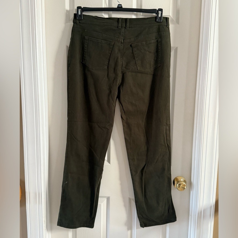 Gloria Vanderbilt Amanda High Rise Tapered Jeans Olive Green Womens Size 16‎